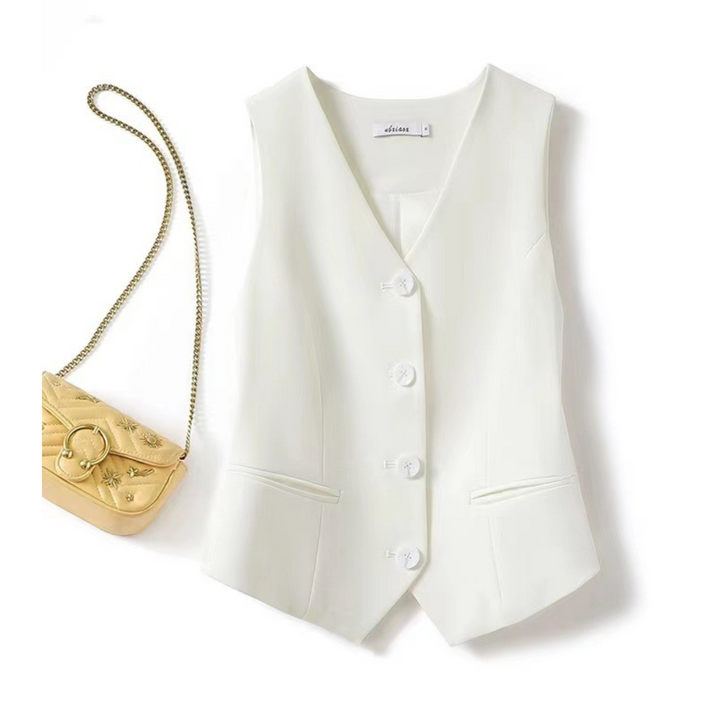 Francesca | Classy Sleeveless Button-Front Suit Vest