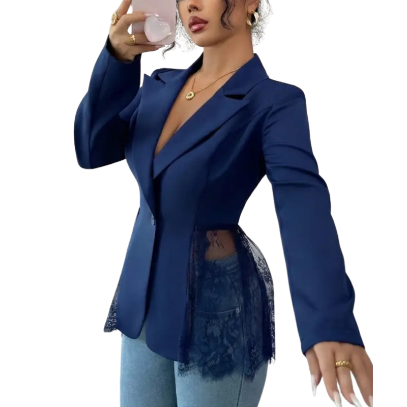 Penelope | Modern Lace-Trim Structured Blazer