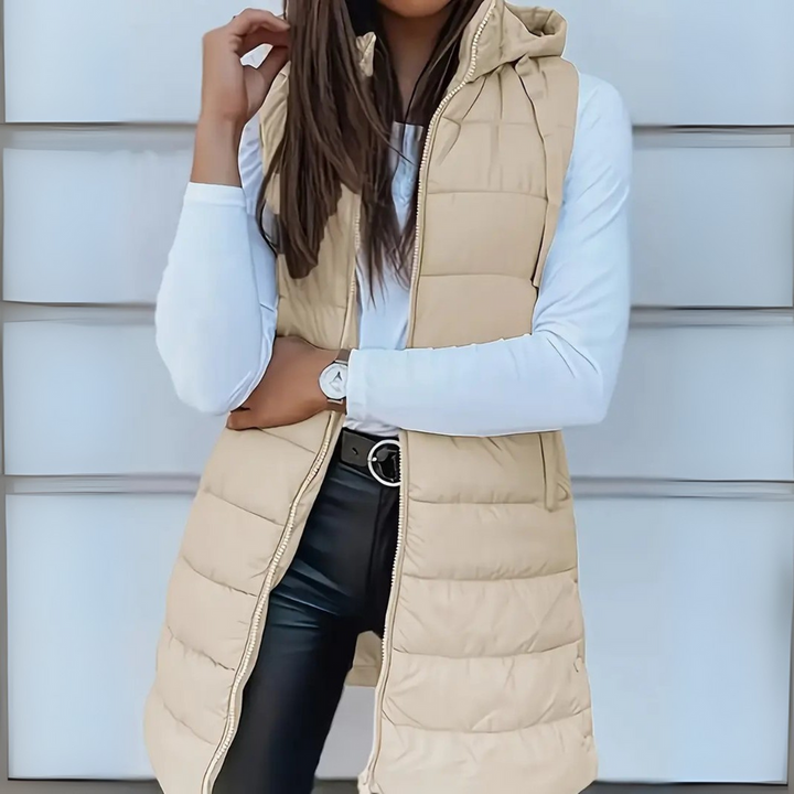 Evie | Casual Sleeveless Hood Long Puffer Vest