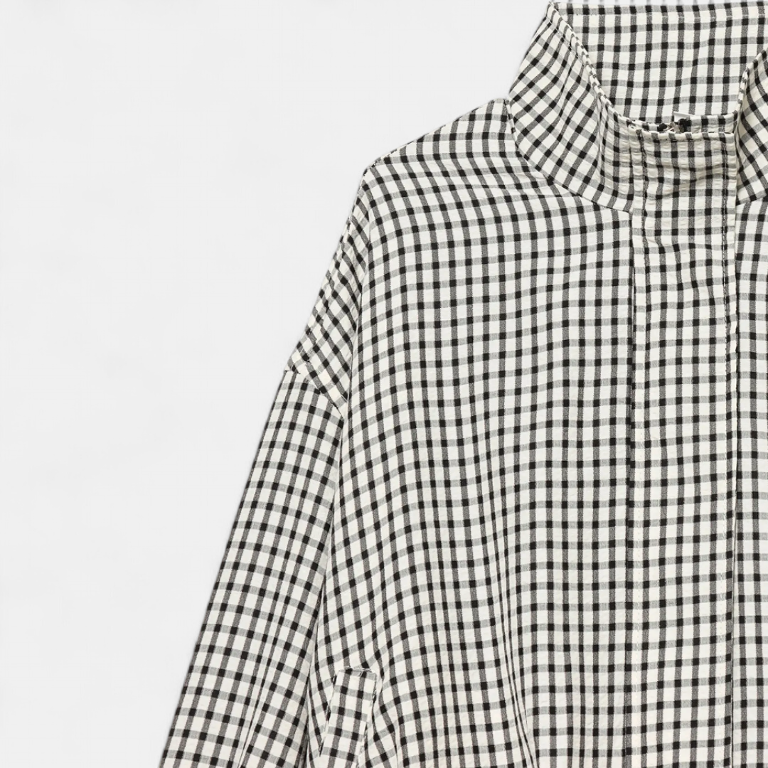 Sally | Gingham Check Cropped Bomber Jacket
