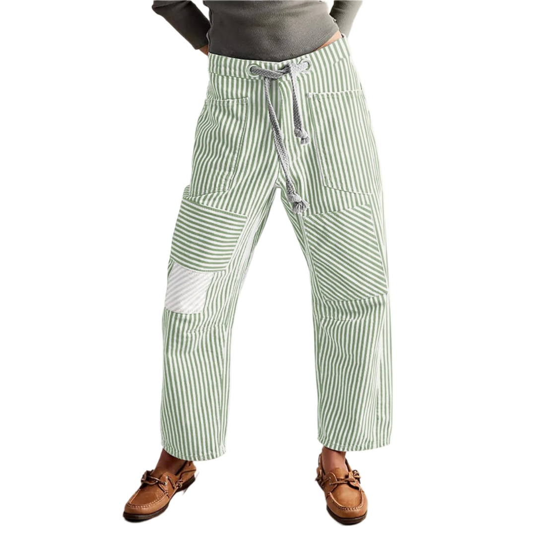 Layla | Chic Stripe Drawstring Wide-Leg Pants