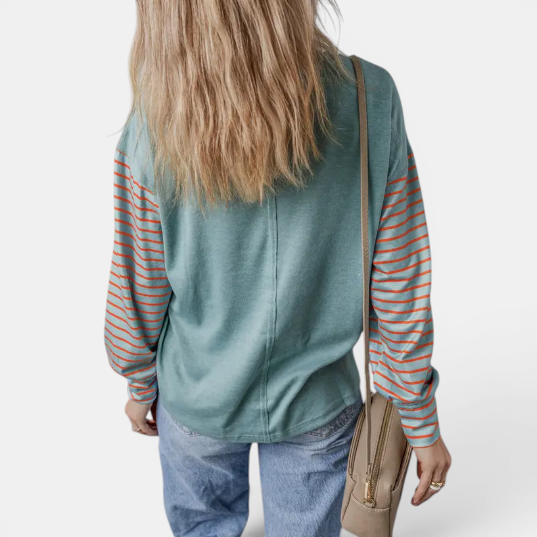 Paige | Striped Colour-Block Long Sleeve Top
