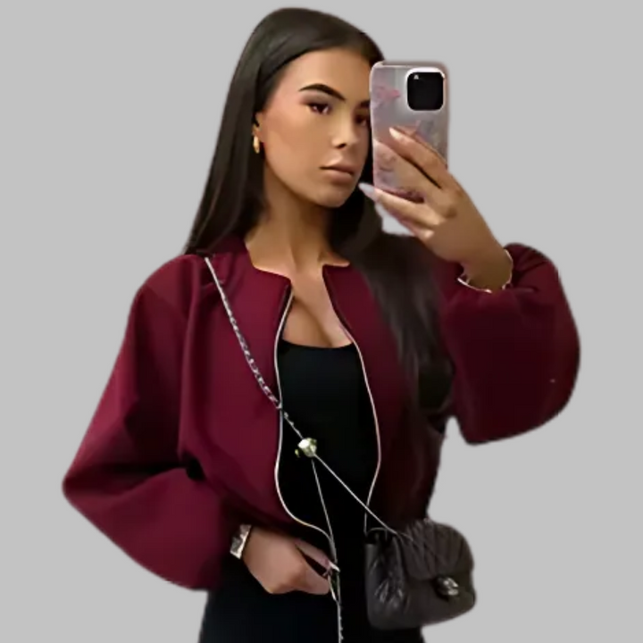 Elsie | Chic Long Sleeve Zipper Crop Top Jacket