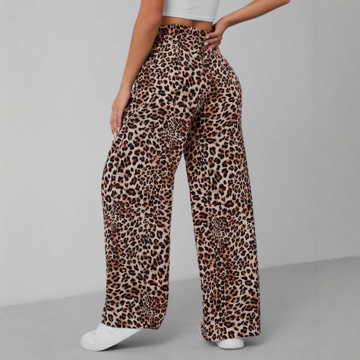 Kylie | Vintage Leopard Tie Front Wide Leg Pants