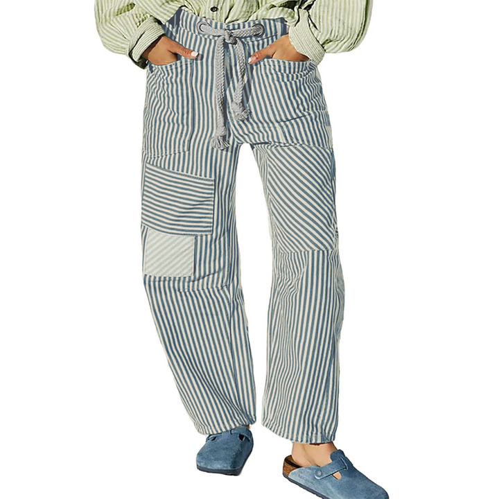 Layla | Chic Stripe Drawstring Wide-Leg Pants