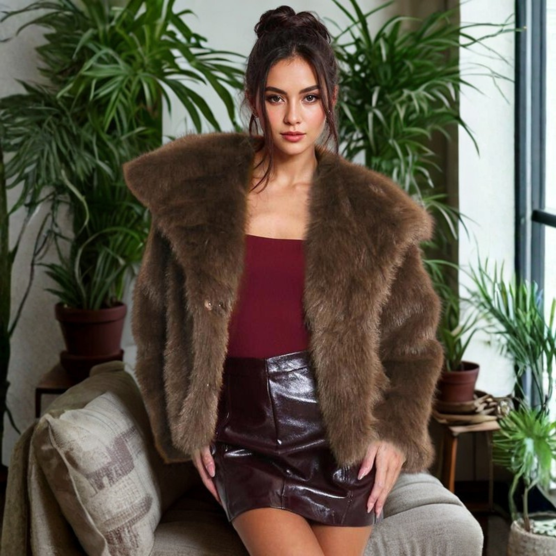 Felicity | Classy Long Sleeve Collared Fuzzy Coat