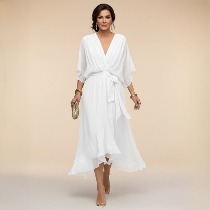 Regina | Chiffon dress with scollo with V