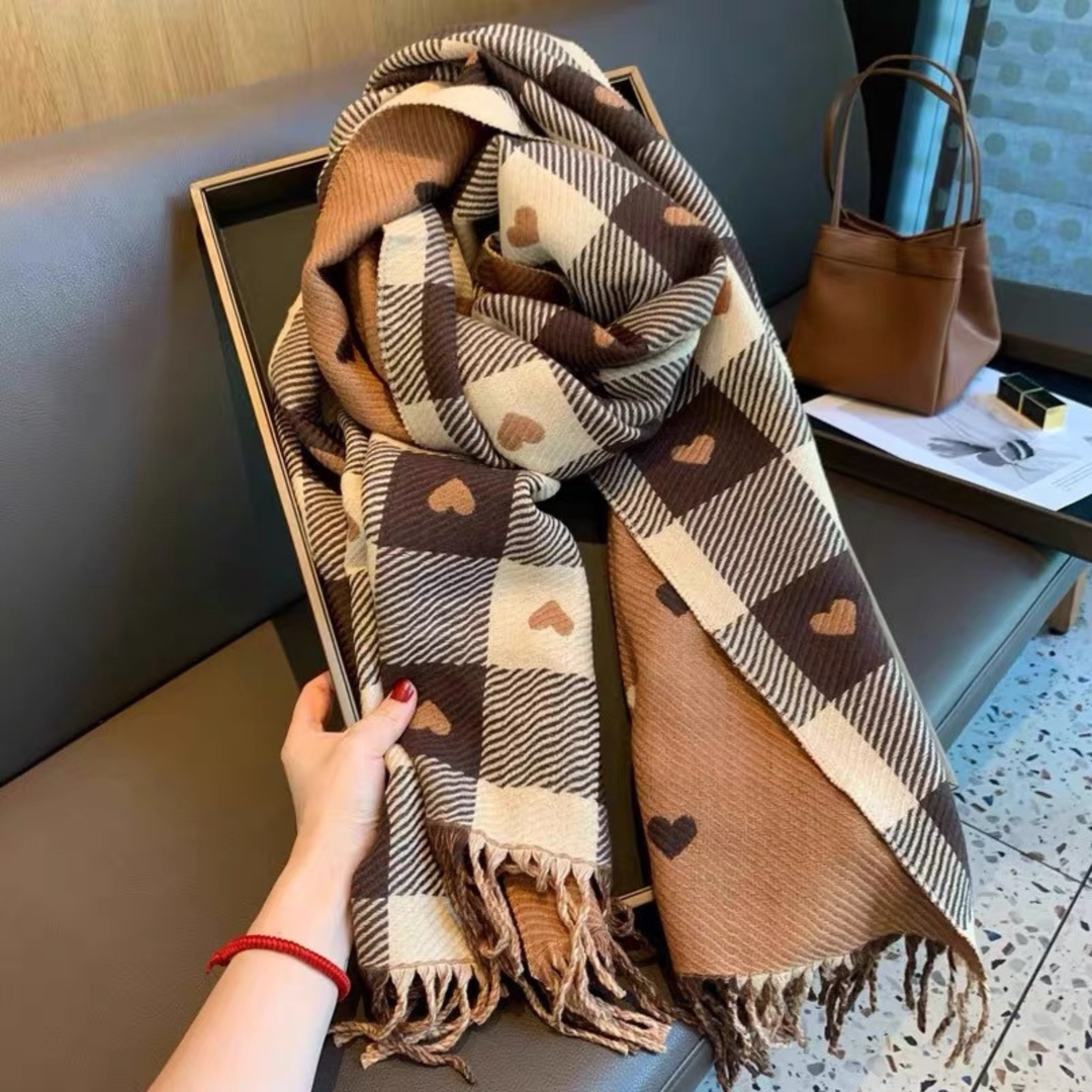 Gemma | Comfy Warm Plaid Double Side Tassel Scarf