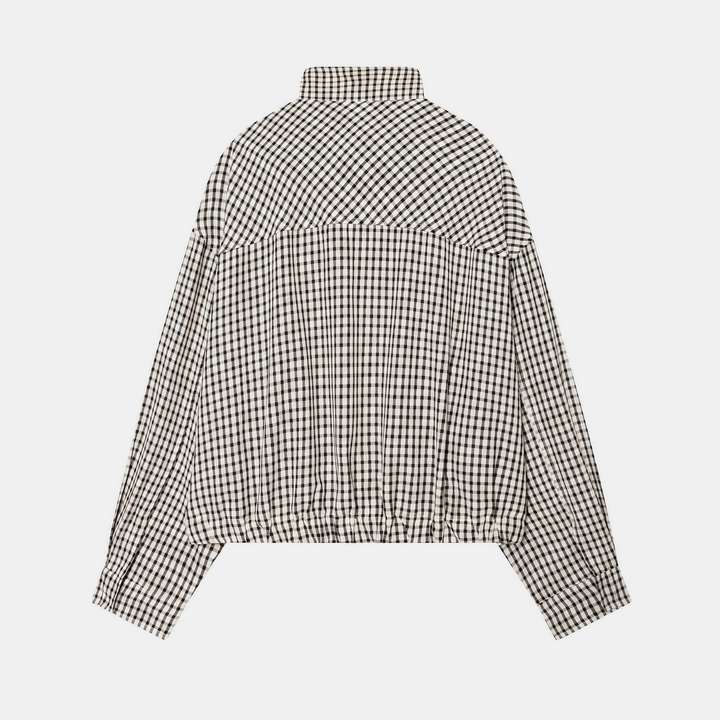 Women's Oversized Drop Shoulder Plaid Cropped Jacket