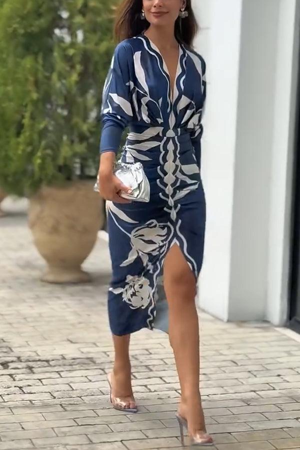 Monica | Midi dress with dolman with print unique summer sun