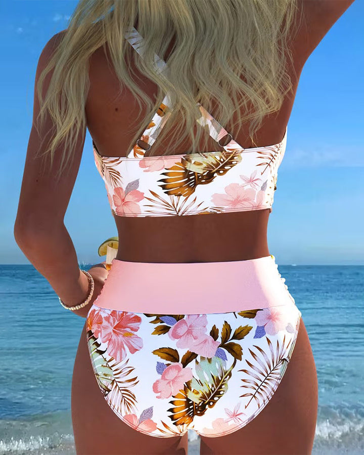 Millie | Bikini with contrast floral pattern and slit
