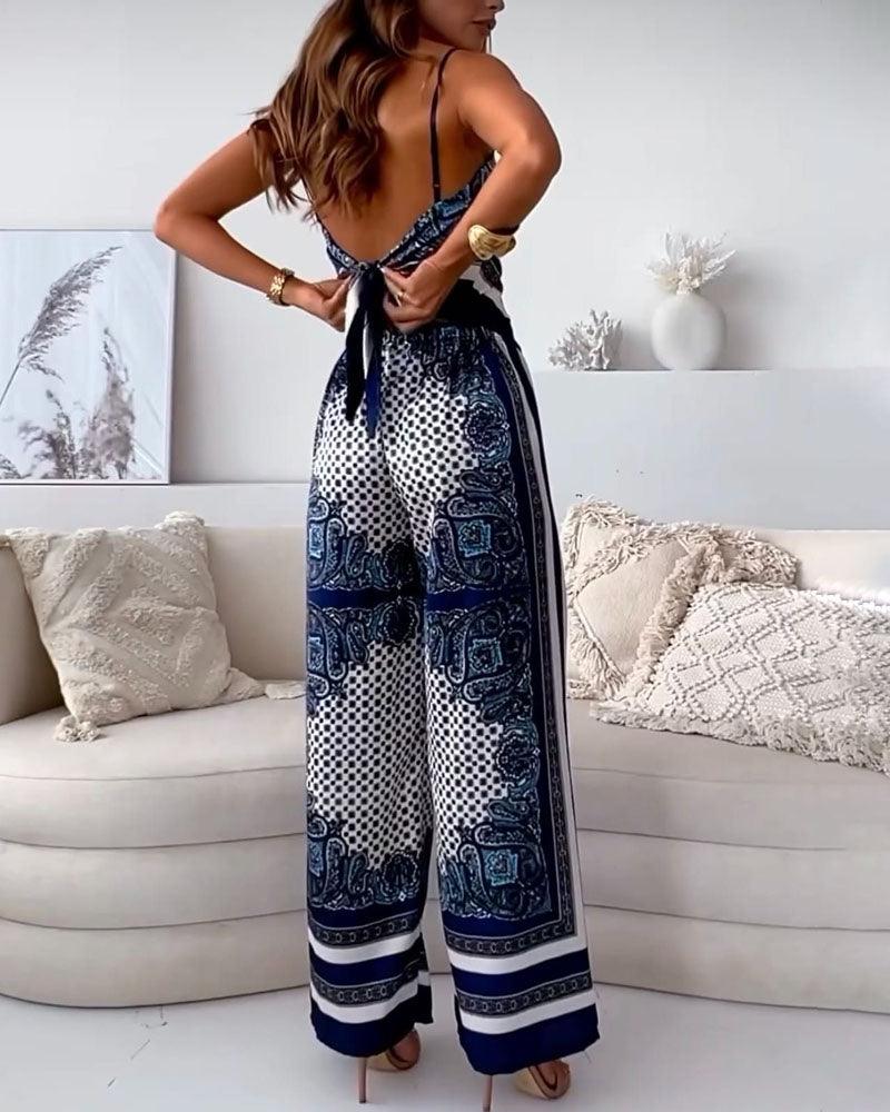 Lilly | Elegant two-piece set with top with laces and pants ready for vacation