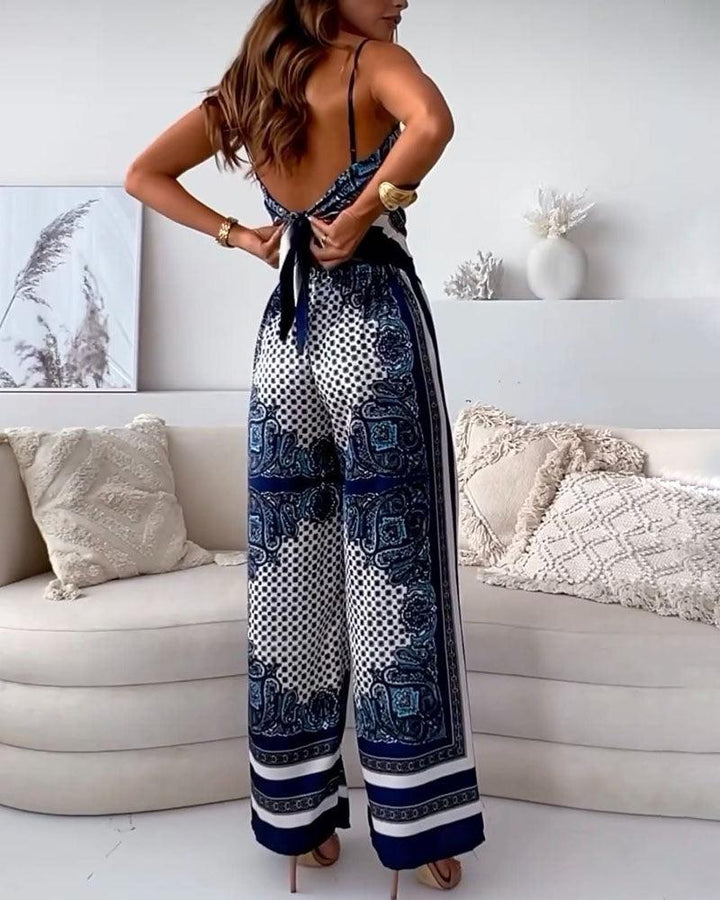 Lilly | Elegant two-piece set with top with laces and pants ready for vacation
