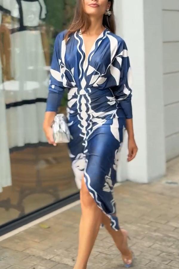 Monica | Midi dress with dolman with print unique summer sun