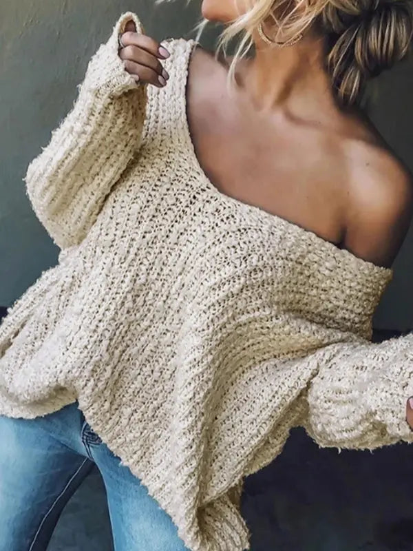 Sabrina | Comfy Drop Shoulder Long Sleeve Sweater