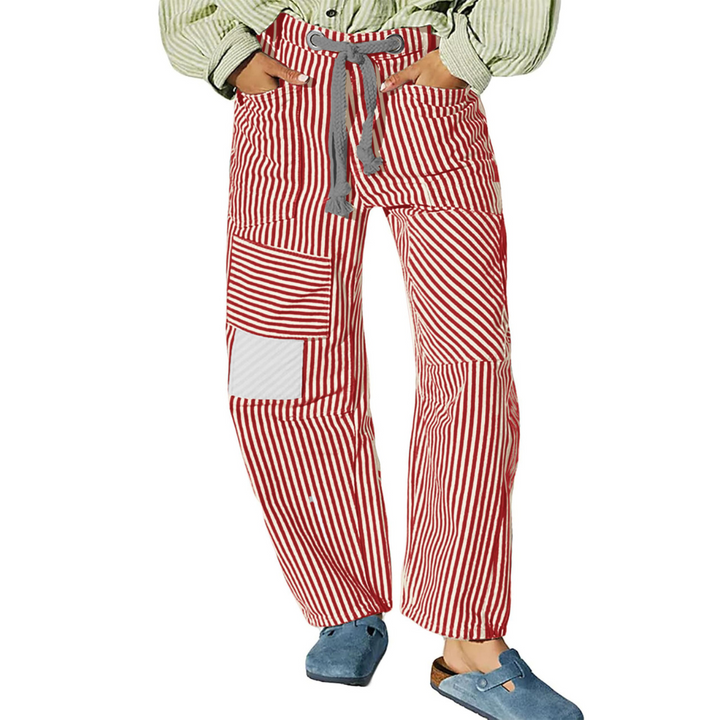 Layla | Chic Stripe Drawstring Wide-Leg Pants