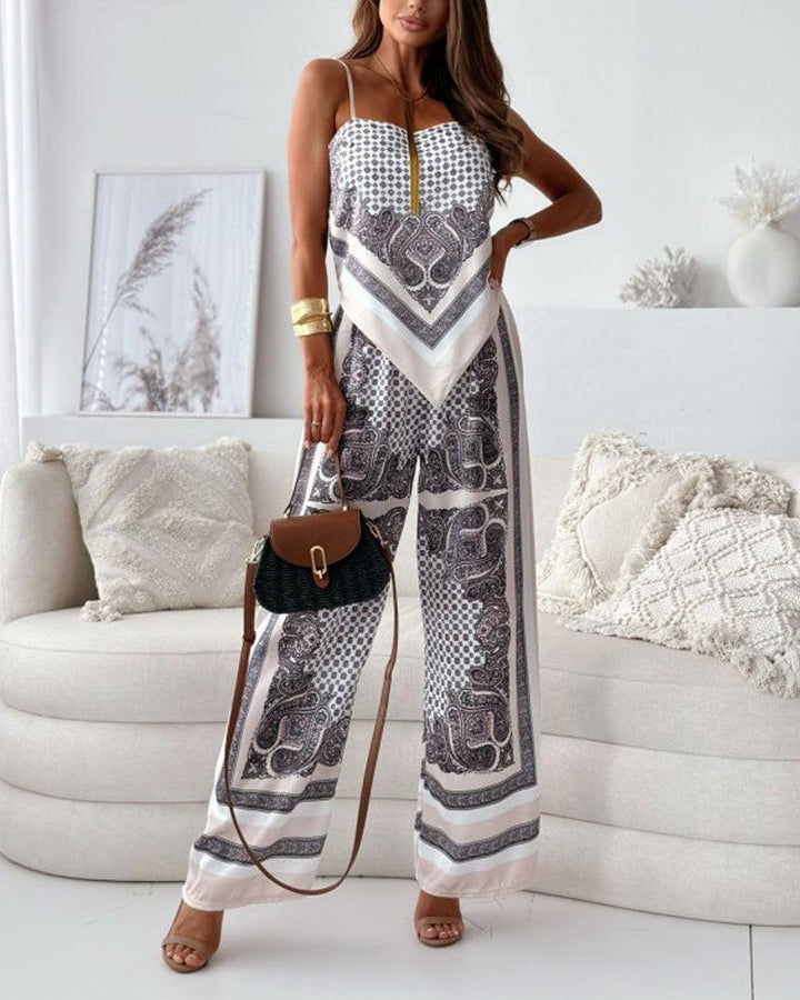 Lilly | Elegant two-piece set with top with laces and pants ready for vacation