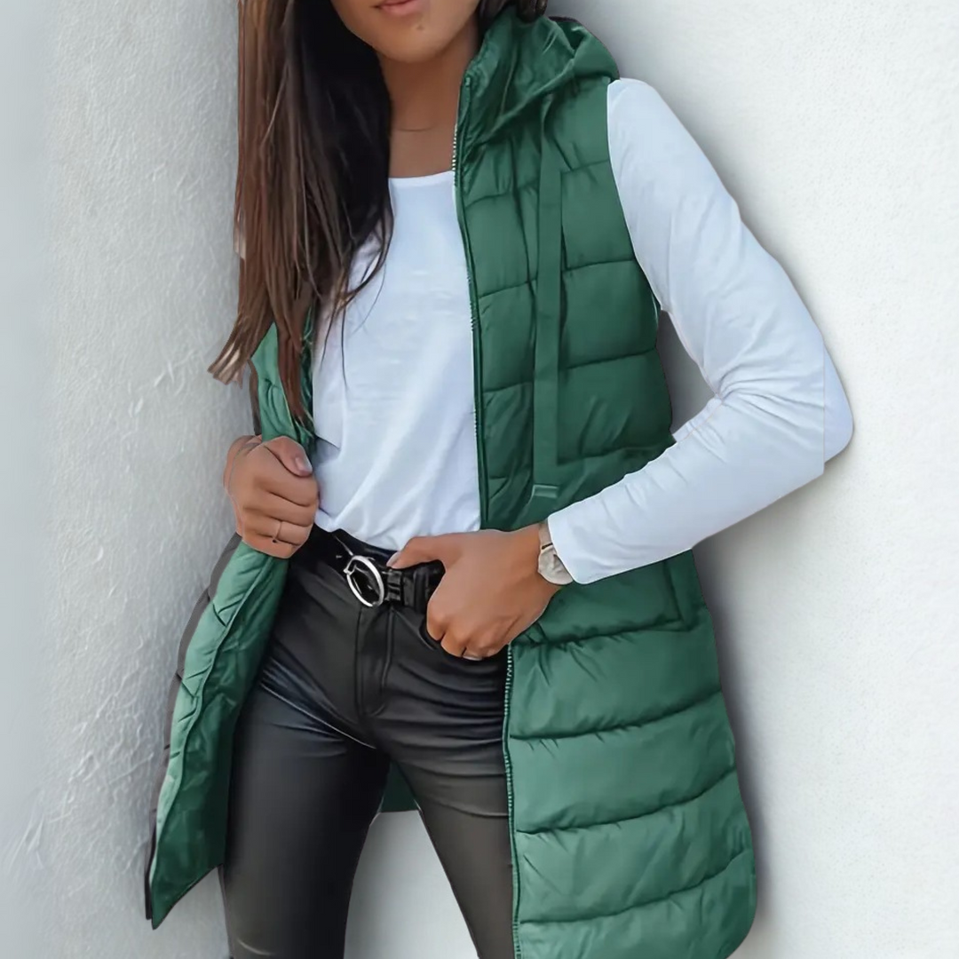 Evie | Casual Sleeveless Hood Long Puffer Vest
