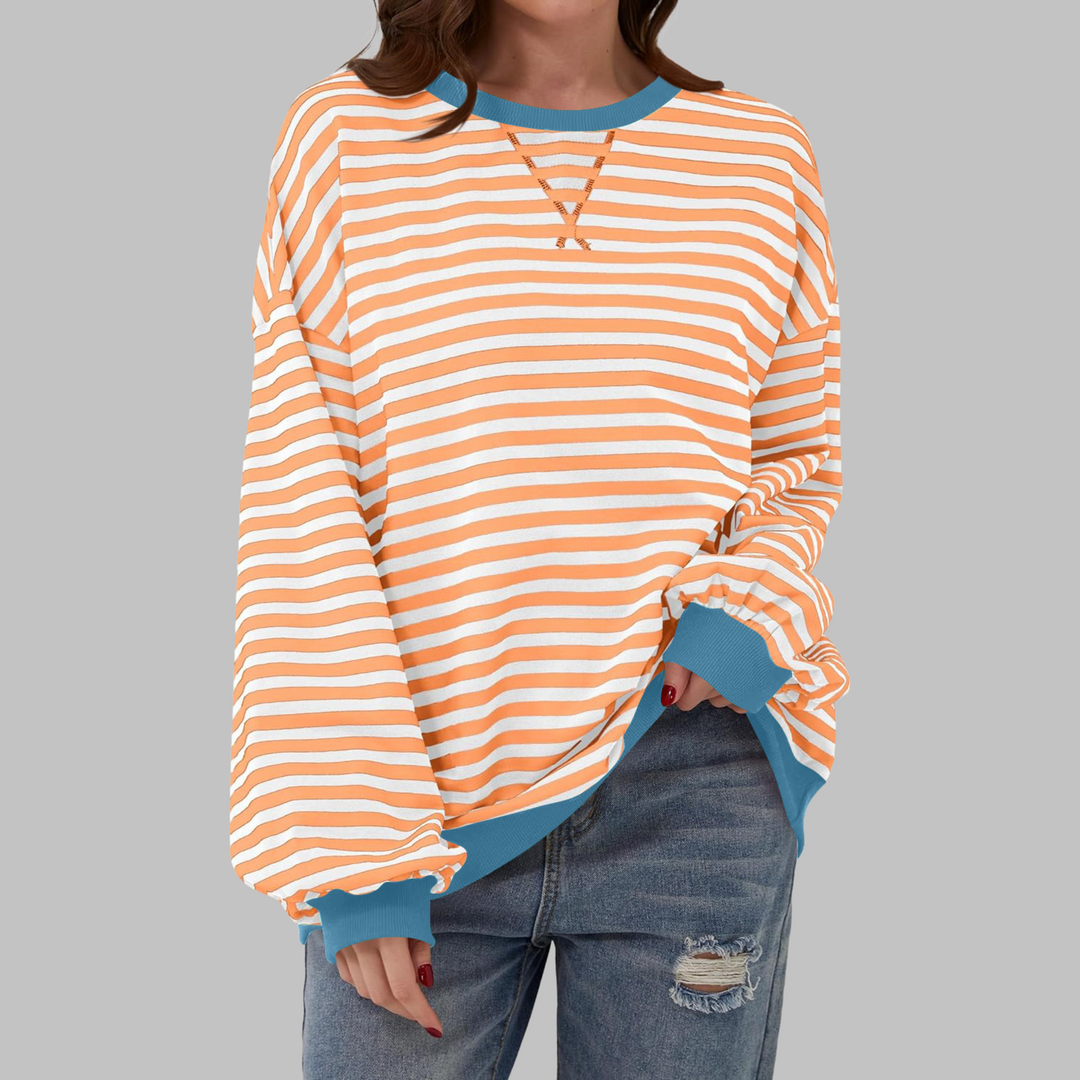 Yasmin | Casual Long Sleeve Round Neck Striped Shirt
