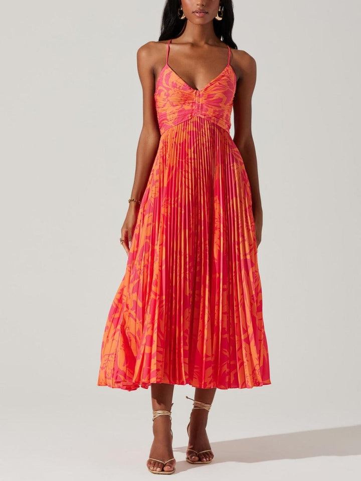 Sabine | Midi dress pleated elegant floral print chic coastal