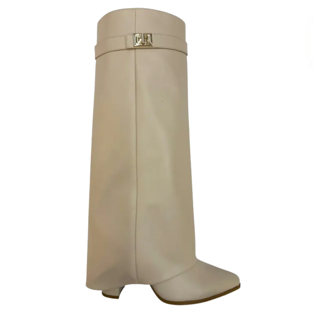 Sophie | Wide Calf Buckle Fold-Over Boots