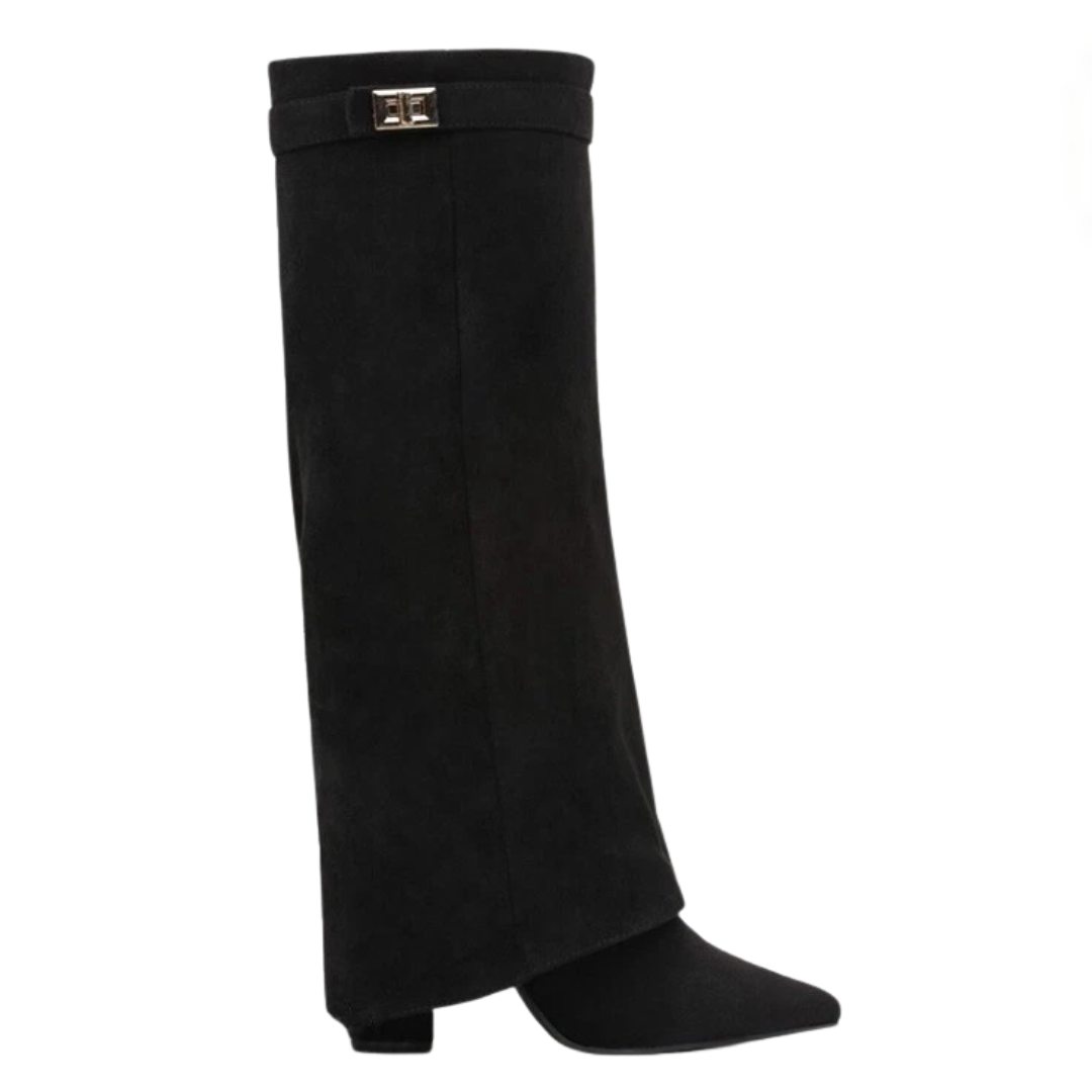 Sophie | Wide Calf Buckle Fold-Over Boots