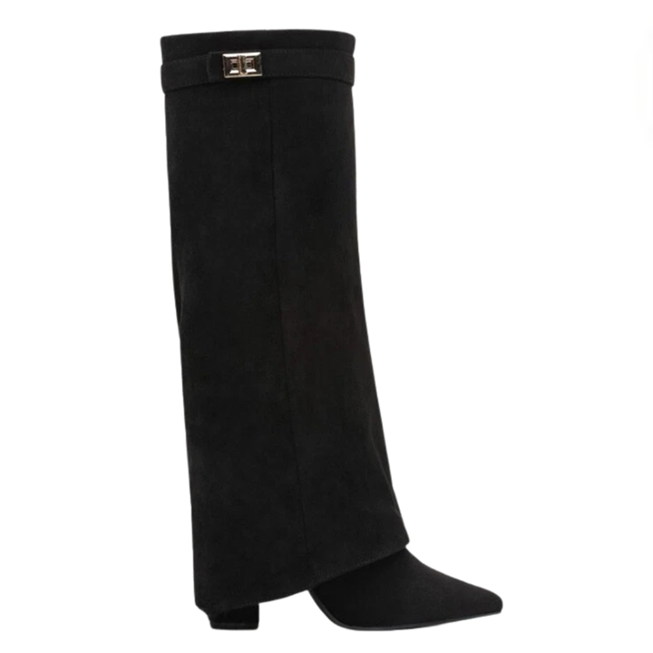 Sophie | Wide Calf Buckle Fold-Over Boots