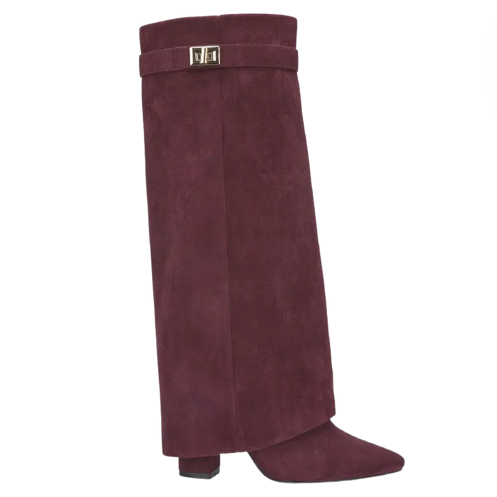 Sophie | Wide Calf Buckle Fold-Over Boots