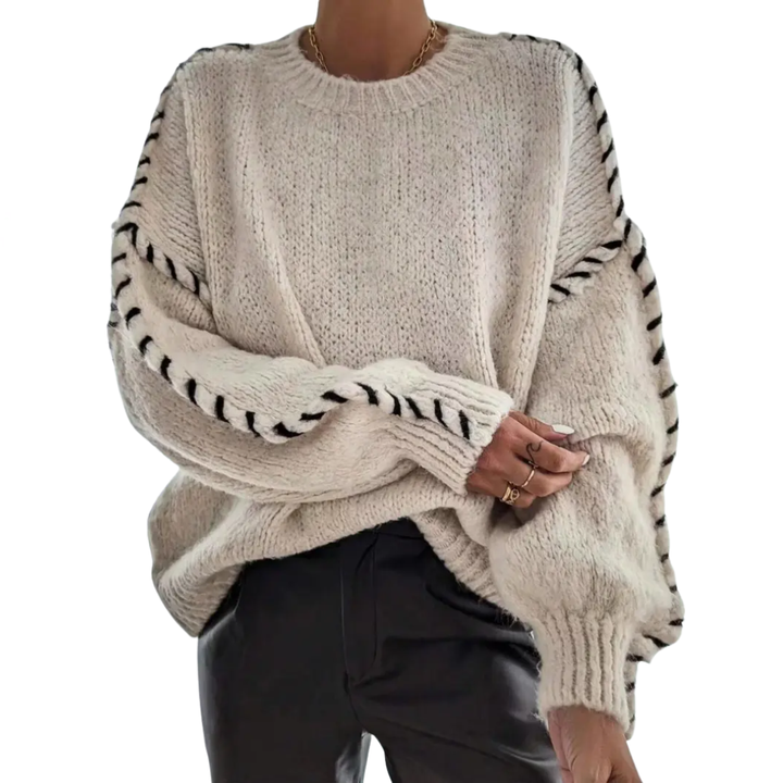 Georgia | Relaxed Contrast Binding Drop Shoulder Sweater