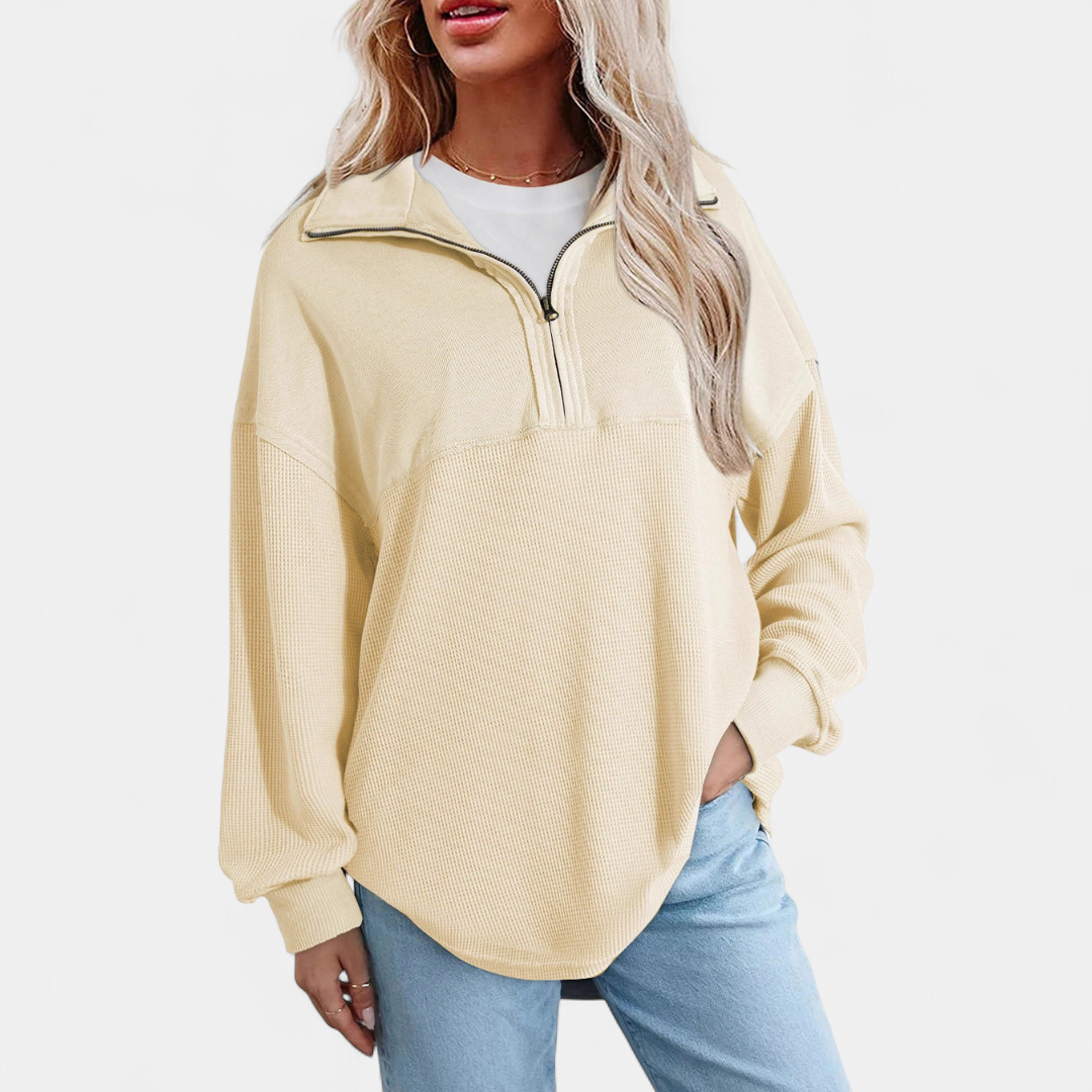 Xanthe | Relaxed Waffle Knit Pullover Top