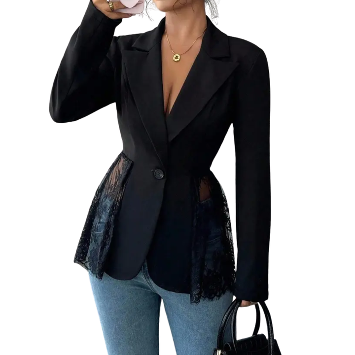 Joanna | Lace Contrast Fitted Blazer Jacket