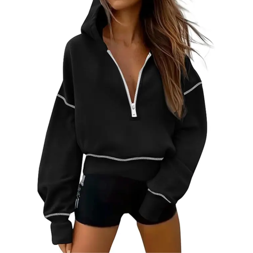 Sienna | Cosy Half-Zip Cropped Pullover Sweatshirt