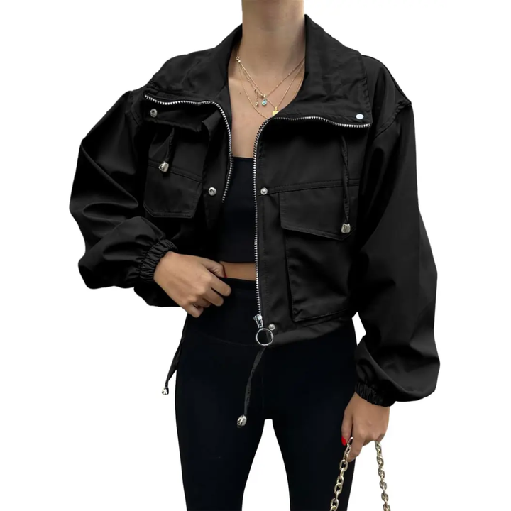 Monique | Casual Zip-Up Crop Jacket