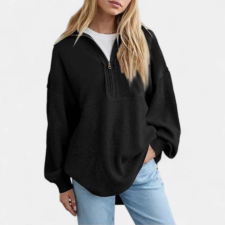 Yvette | Cosy Half-Zip Waffle Knit Pullover