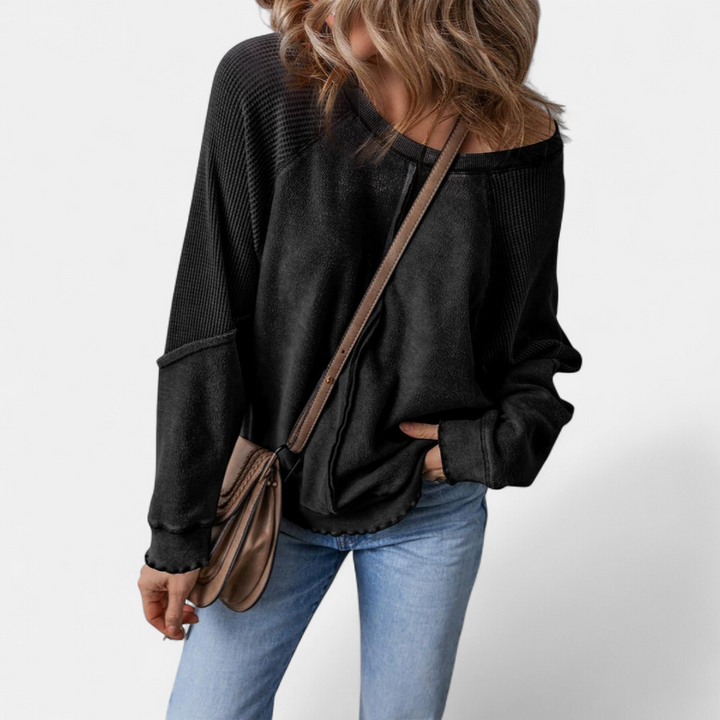 Chloe | Relaxed Patchwork Pullover Sweatshirt