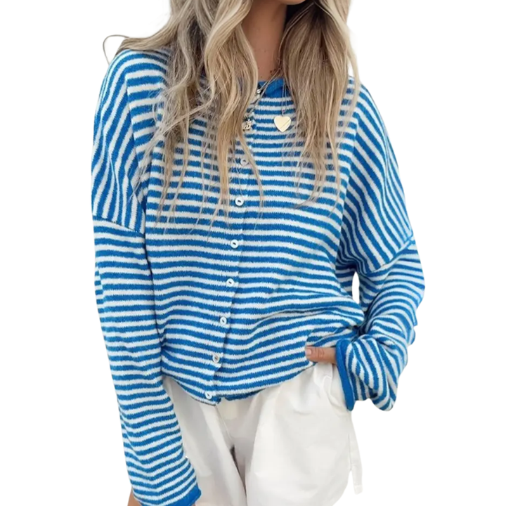 Isla | Striped Button-Front Knit Sweater