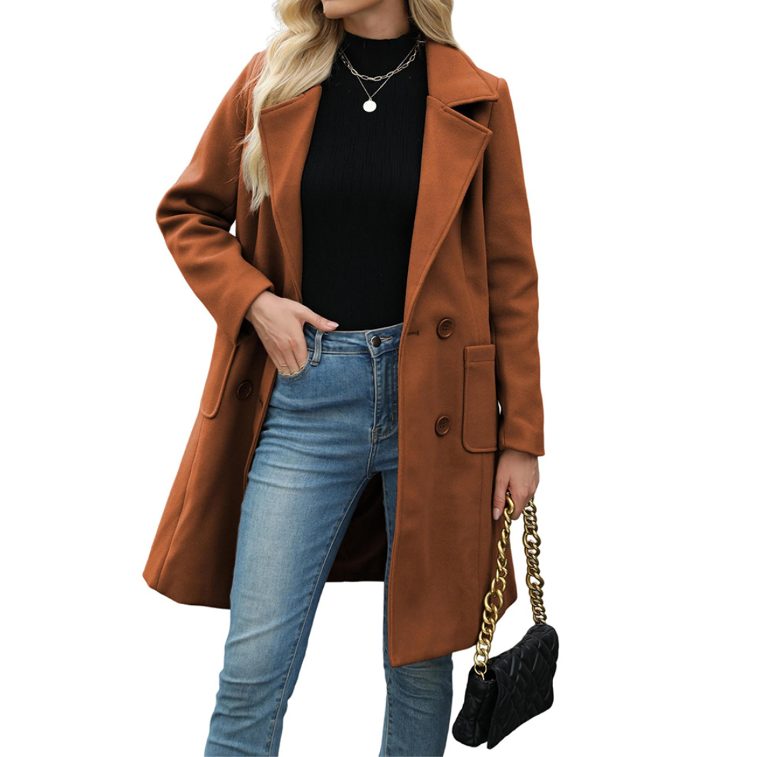 Riley | Double-Breasted Wool Blend Mid-Long Coat