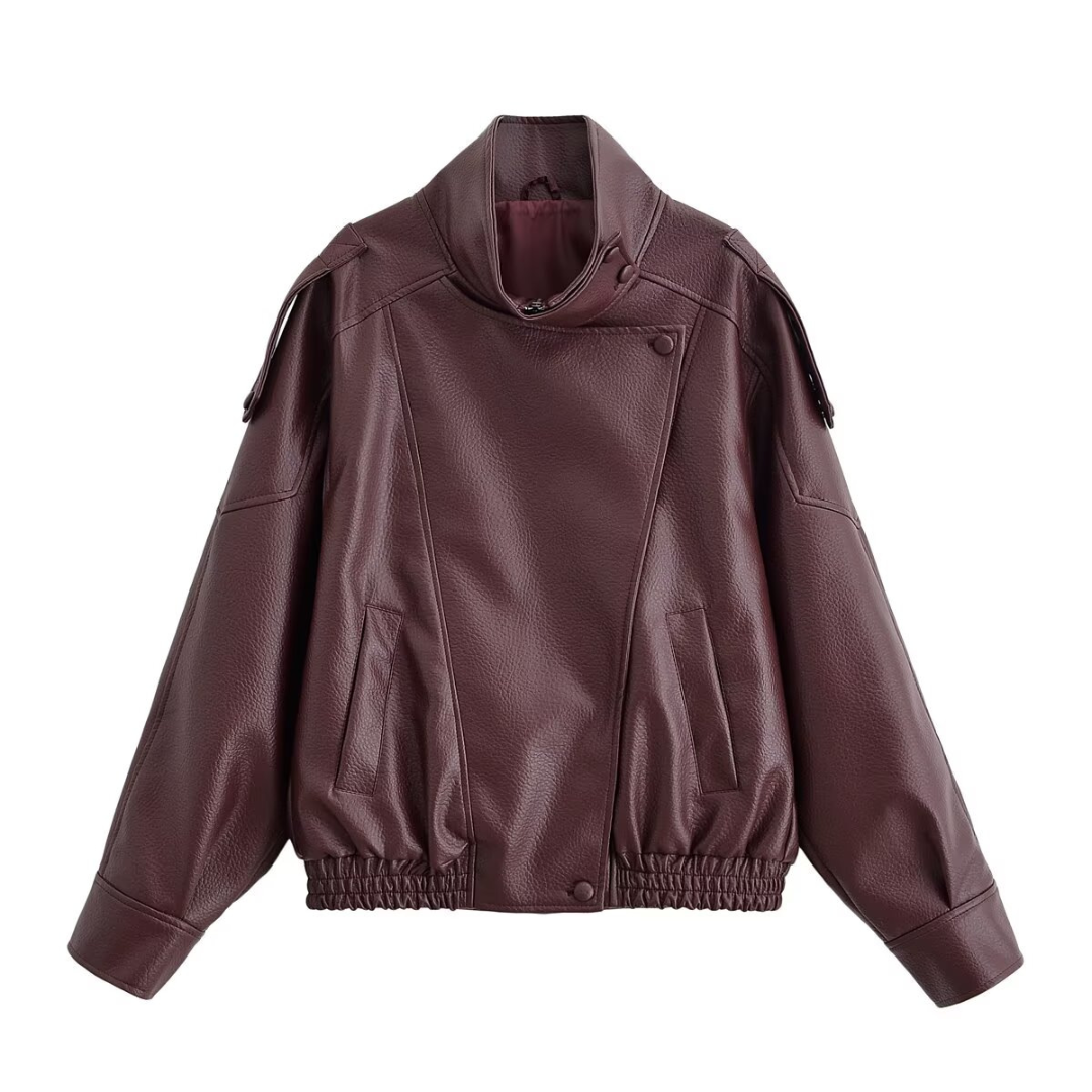 Riley | Asymmetrical Zip-Up PU Leather Biker Jacket