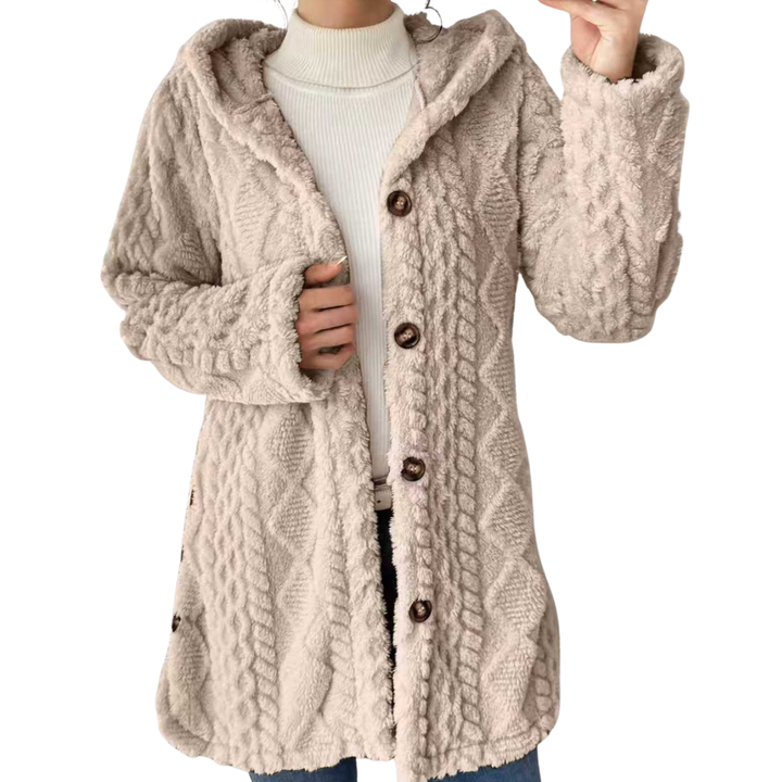 Amelia | Cosy Jacquard Fuzzy Hooded Cardigan