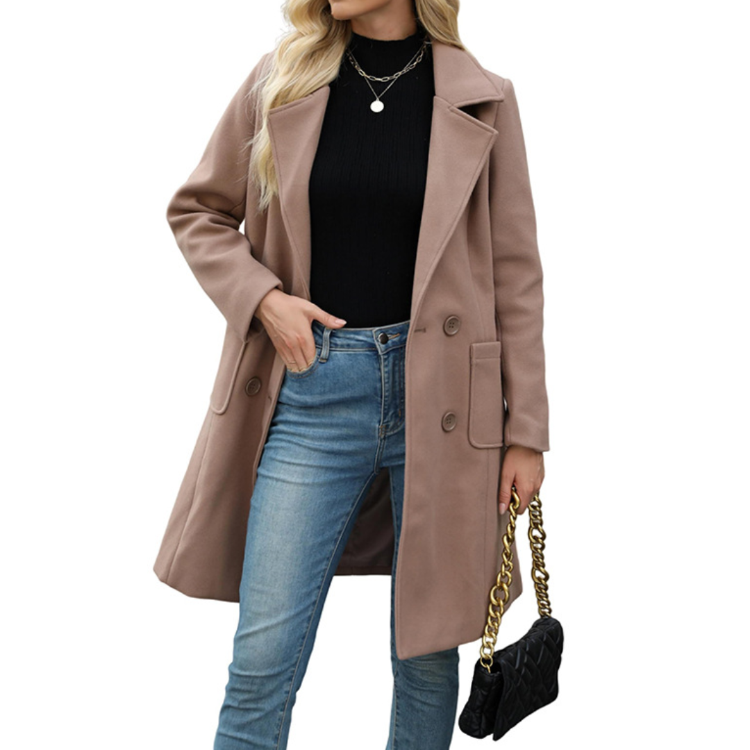 Riley | Double-Breasted Wool Blend Mid-Long Coat