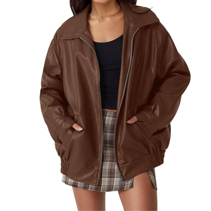 Jasmine | Oversized Moto Faux Leather Coat