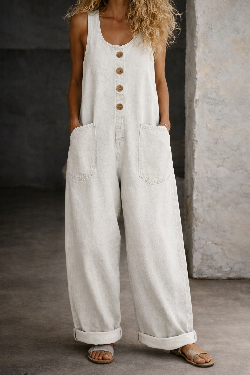 Lily - Vintage Washed Cotton Denim Overalls