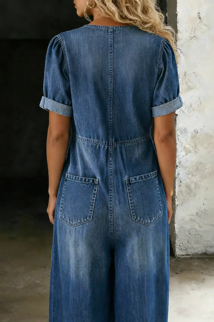 Matilda - Short Sleeve Jumpsuit with V-Neck