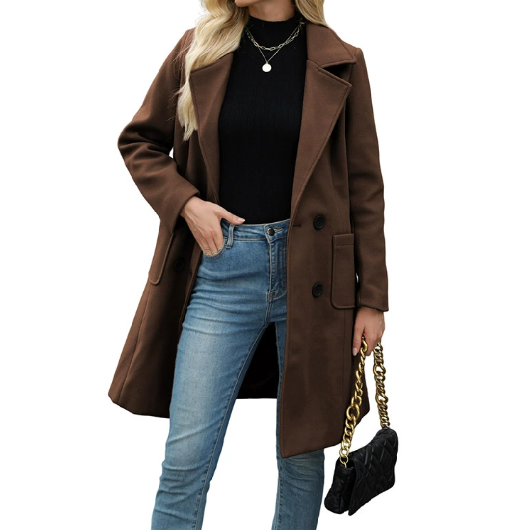 Riley | Double-Breasted Wool Blend Mid-Long Coat