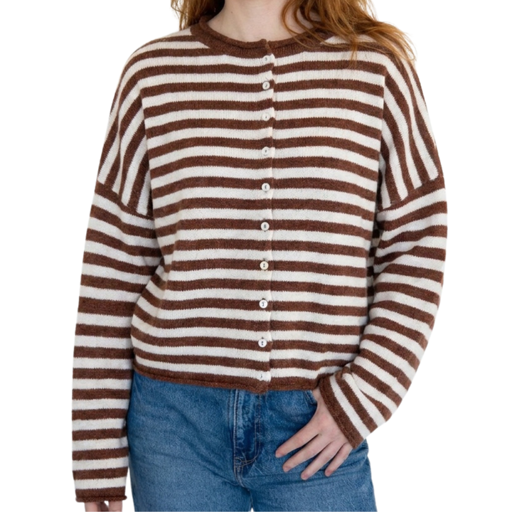 Isla | Striped Button-Front Knit Sweater