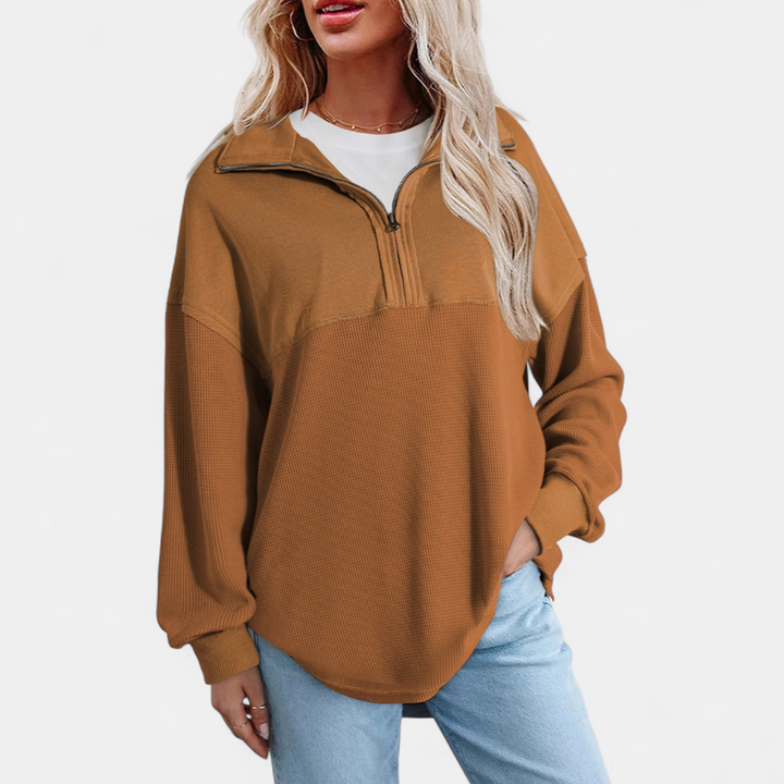 Xanthe | Relaxed Waffle Knit Pullover Top