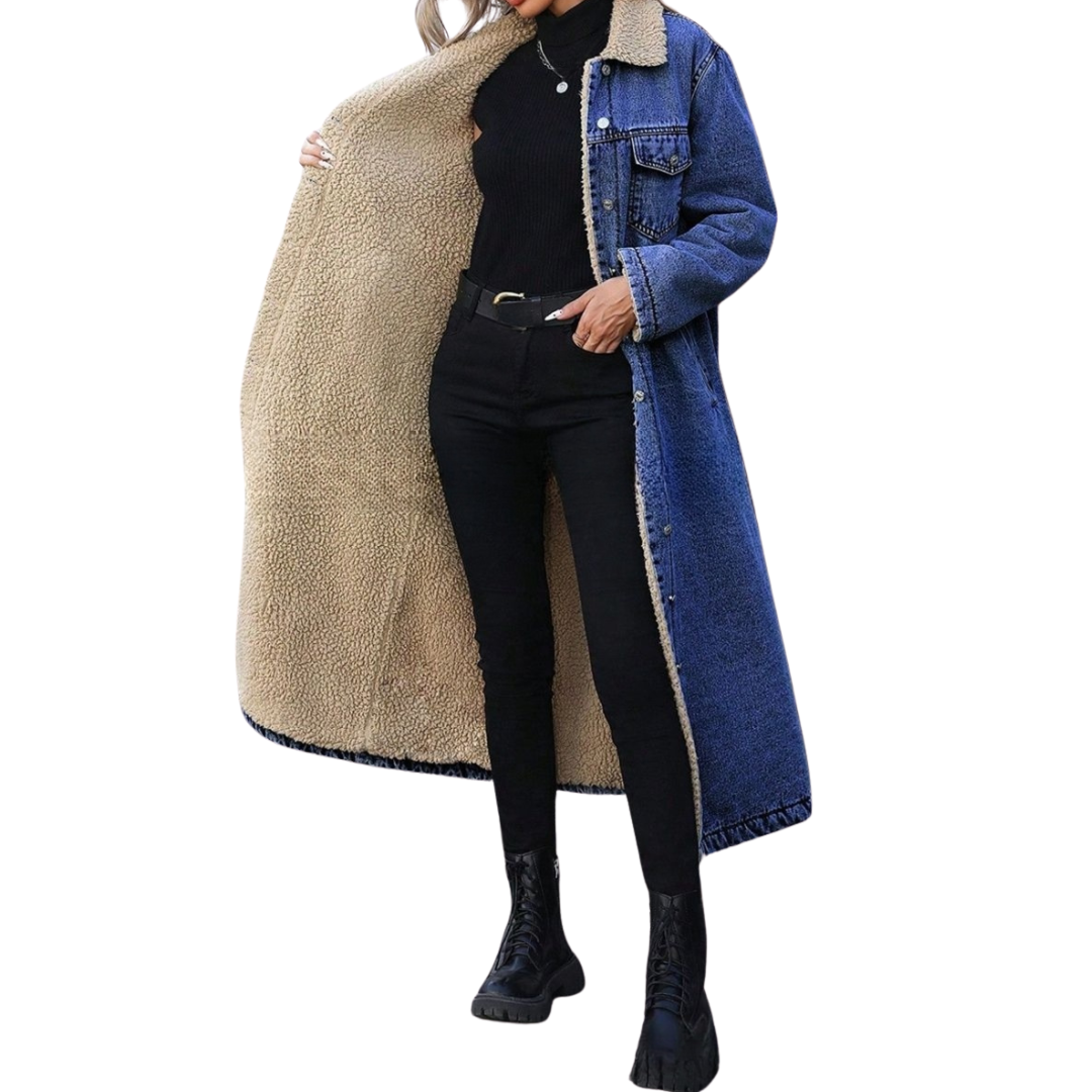 Sabrina | Relaxed Fleece-Lined Denim Jacket