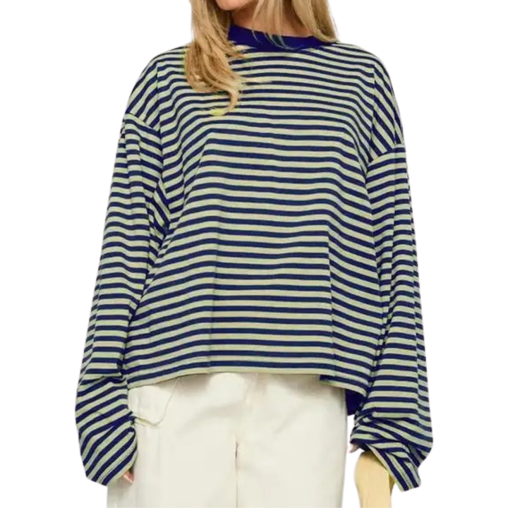 Lucy | Colour-Block Stripe Casual Sweatshirt