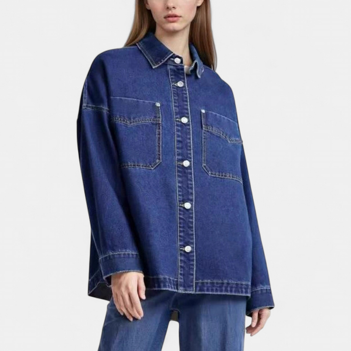 Leah | Vintage Washed Drop Shoulder Denim Jacket