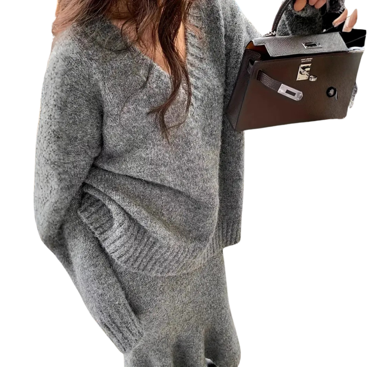 Ella | Cosy V-Neck Knit Sweater Set